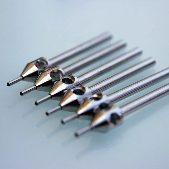 High-Precision Follicular Unit Extraction Punch for Hair Transplantation Close-up of a high-precision Follicular Unit Extraction Punch for hair transplantation, made from a durable steel-carbon mix.